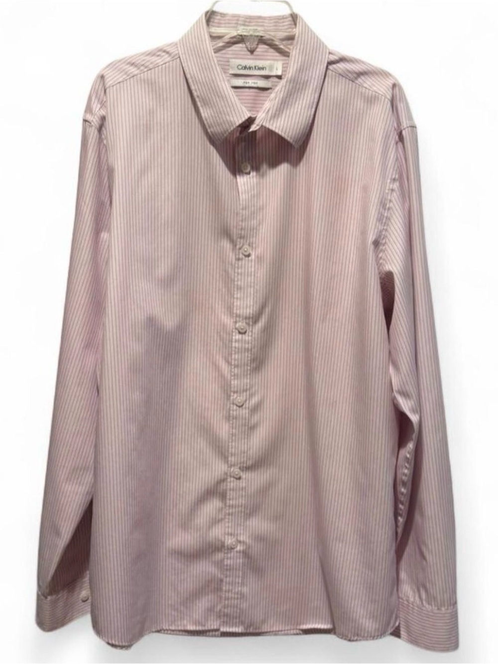 Calvin Klein Men’s Light Pink Pinstripe Dress Shirt